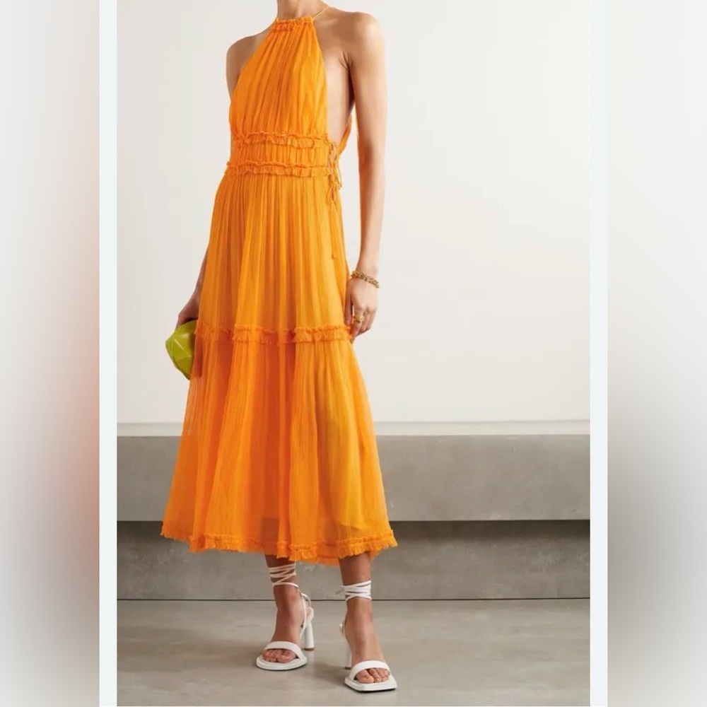 Zimmermann Orange Halter Midi Dress